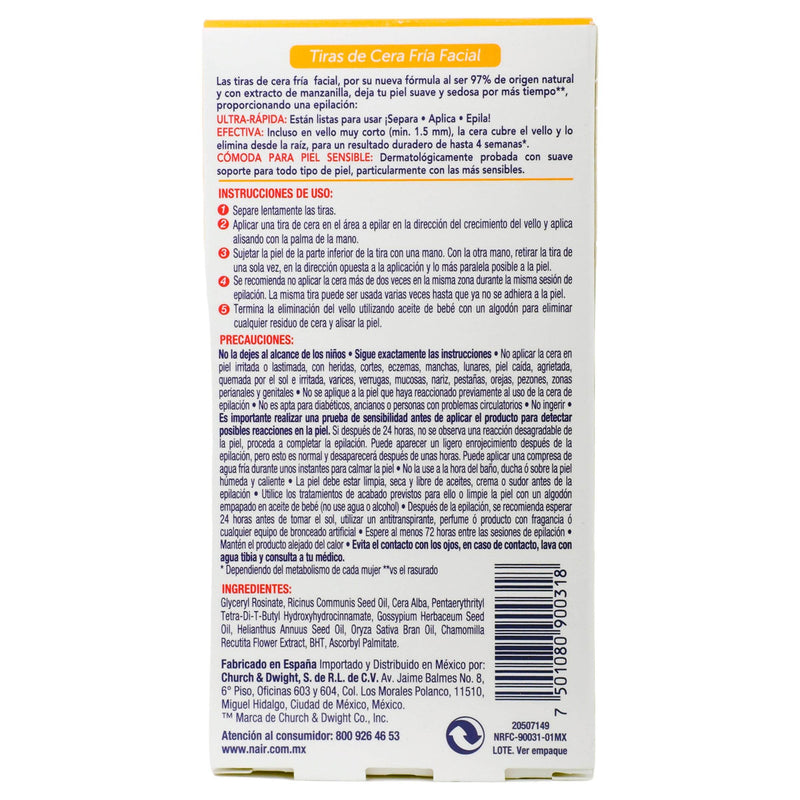 Tira De Cera Fria Facial Nair Con 36 - WeCare Pharma