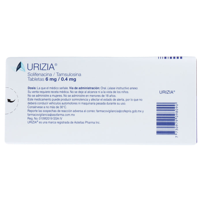 Urizia 6Mg/0.4Mg Con 30 Tabletas (Solifenacina/Tamsulosina) 7 - 7730979098090