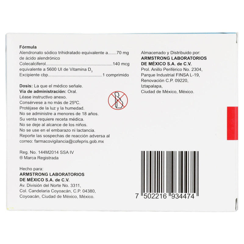 Cuyulid 70Mg/5600Ui Unid Con 4 Comprimidos (Acido Alendronico/Colecalciferol) - WeCare Pharma