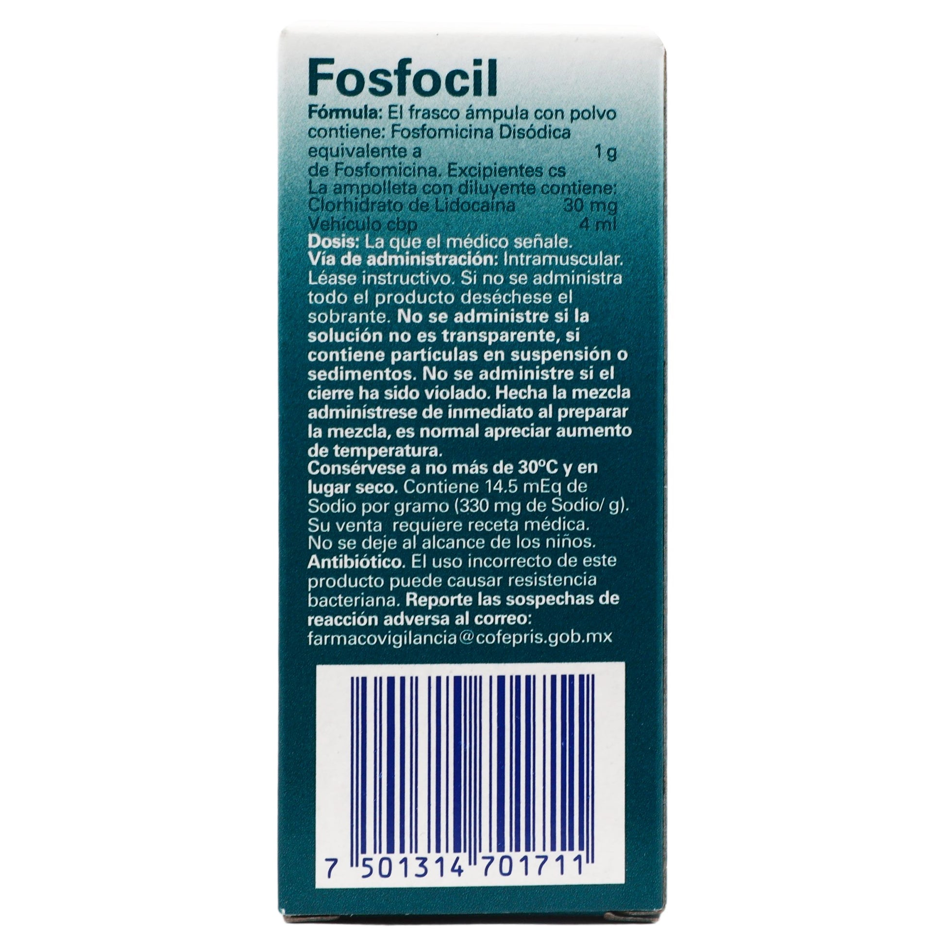 Fosfocil Im 1G/4Ml Con 1 Ampulas (Fosfomicina) 7 - 7501314701711