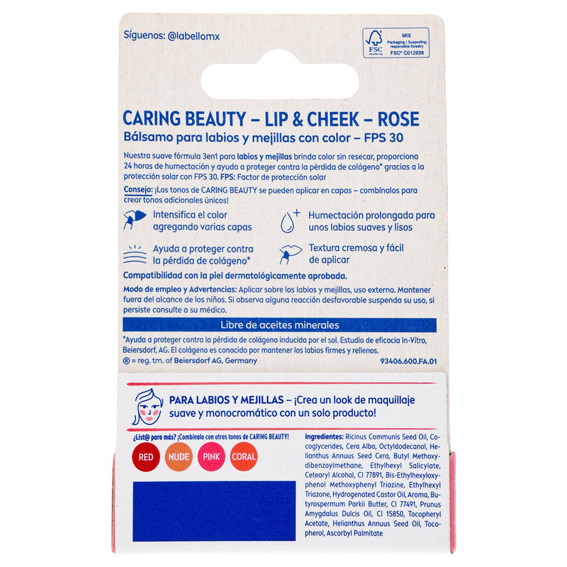 Labello Pomada Para Labios Caring-B Rose 4.8G - WeCare Pharma