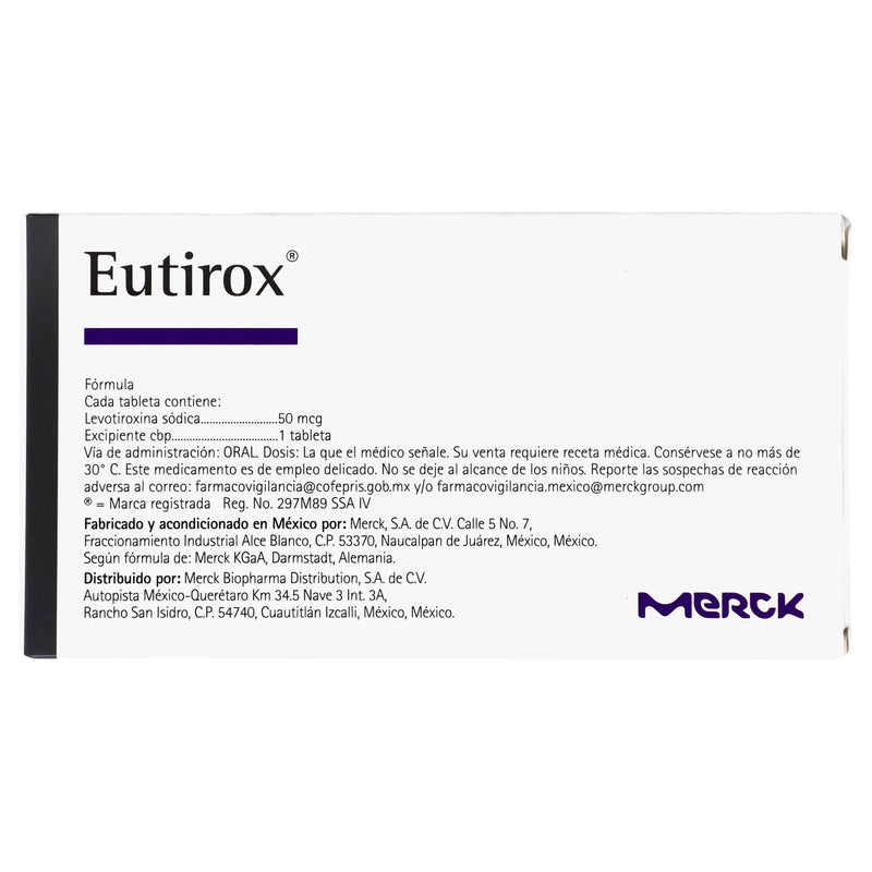 Eutirox 50Mcg Con 50 Tabletas (Levotiroxina Sodica) - WeCare Pharma