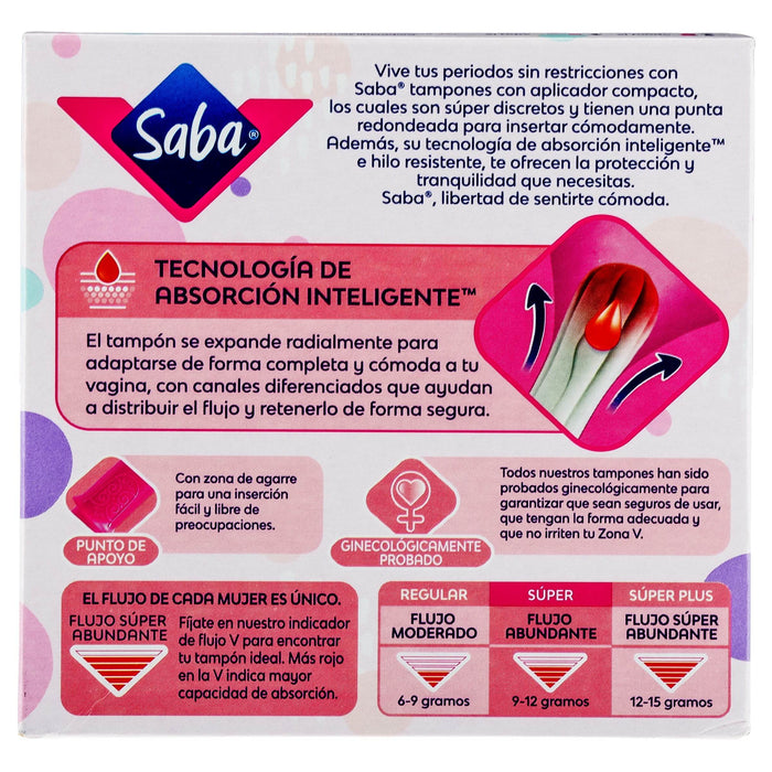 Tampones Saba Súper Plus V-Compacto Con 10 - WeCare Pharma