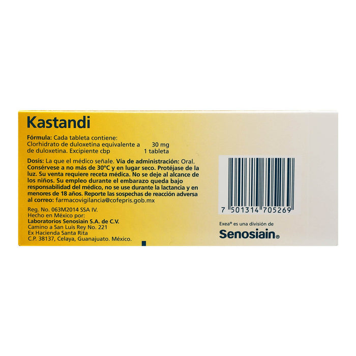 Kastandi 30Mg Con 7 Tabletas (Duloxetina) - WeCare Pharma