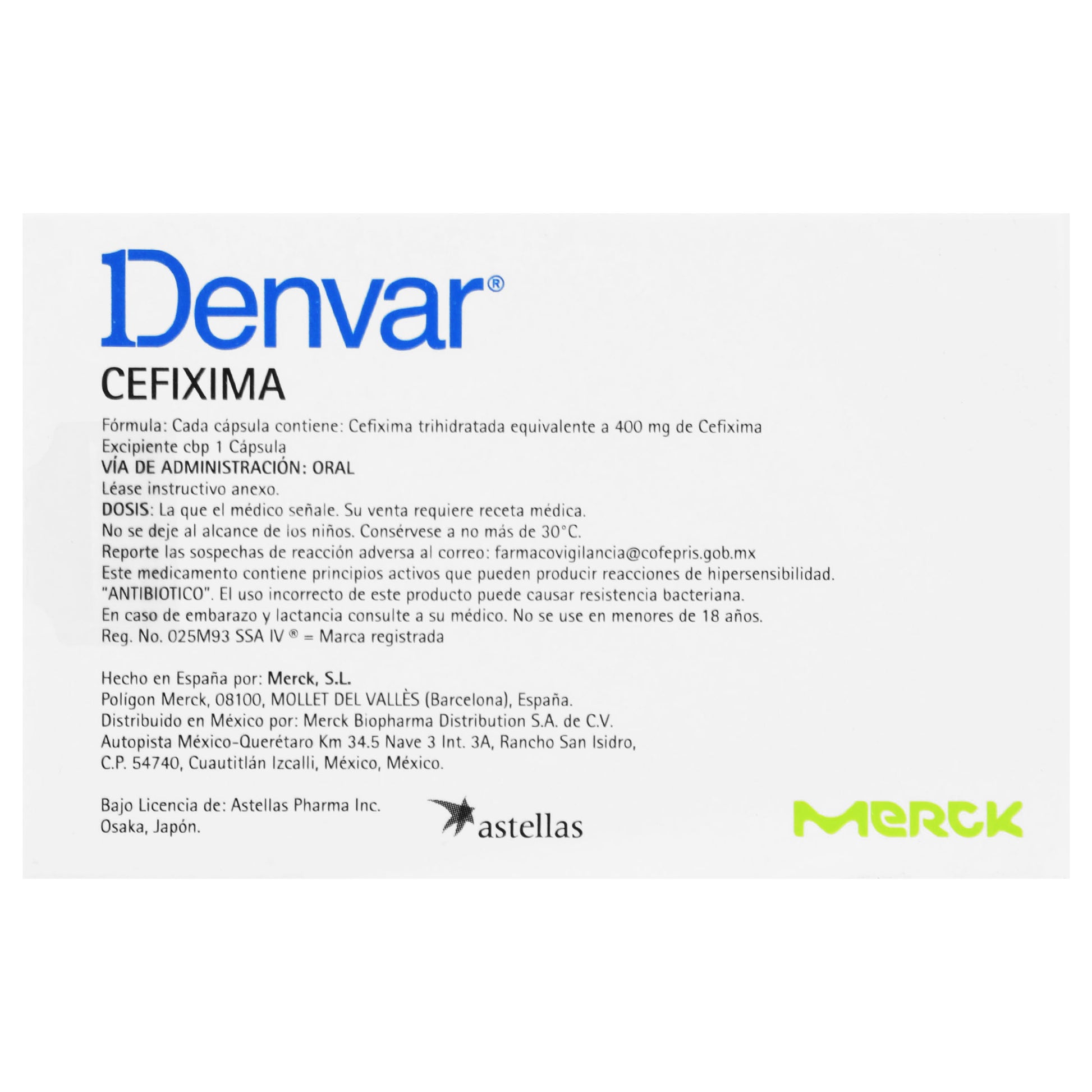 Denvar 400Mg Con 6 Capsulas (Cefixima) 6 - 7501298214375