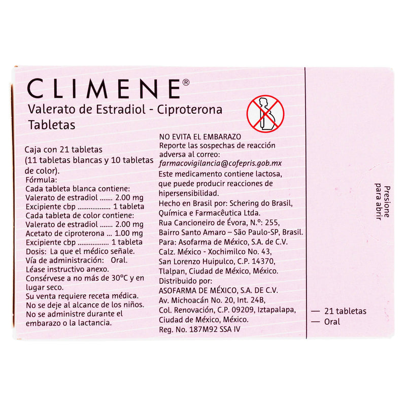 Climene 2Mg/1Mg Con 21 Tabletas (Valerato De Estradiol/Ciproterona) - WeCare Pharma