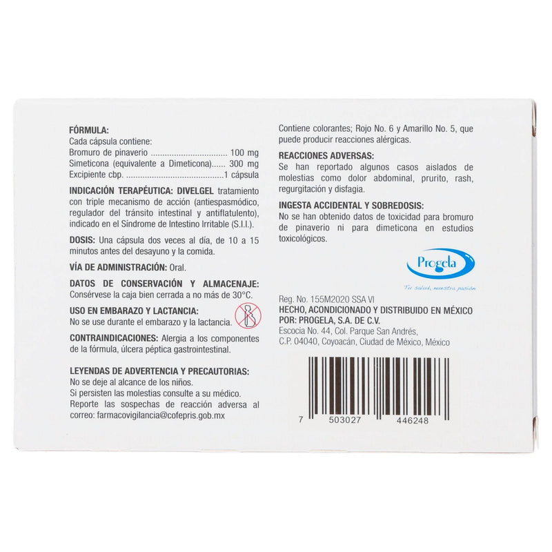 Divelgel 100Mg/300Mg Con 16 Tabletas (Bromuro De Pinaverio/ Dimeticona) - WeCare Pharma