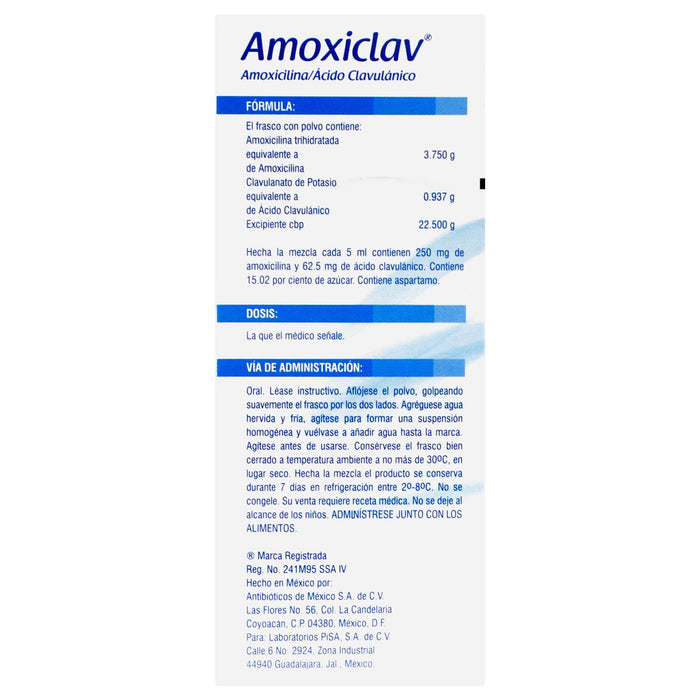 Amoxiclav (Amoxicilina/Acido Clavulanico) Suspensión 250/5Ml 70Ml - WeCare Pharma