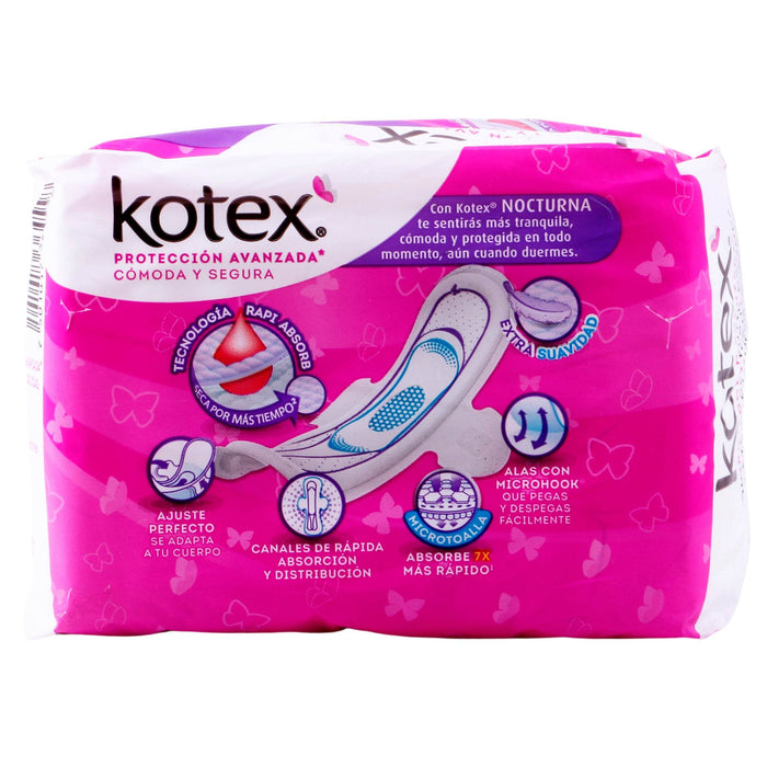Toallas Kotex Nocturna Extra Larga Con Alas Con 10 - WeCare Pharma