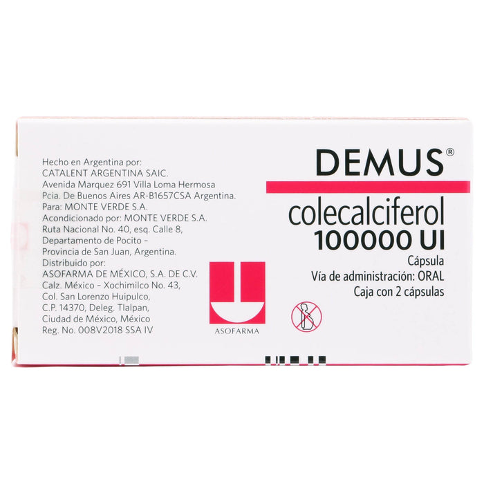 Demus (Colecalciferol) Capsulas 100000Ui Con 2 - WeCare Pharma