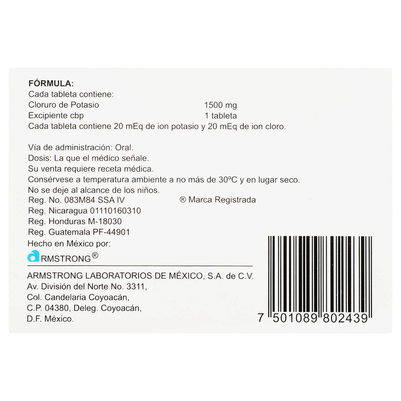 Corpotasin Lp 15000Mg Con 30 Tabletas (Cloruro De Potasio) - WeCare Pharma