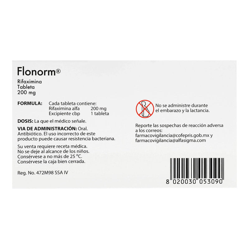 Flonorm 200Mg Con 12 Tabletas (Rifaximina) - WeCare Pharma
