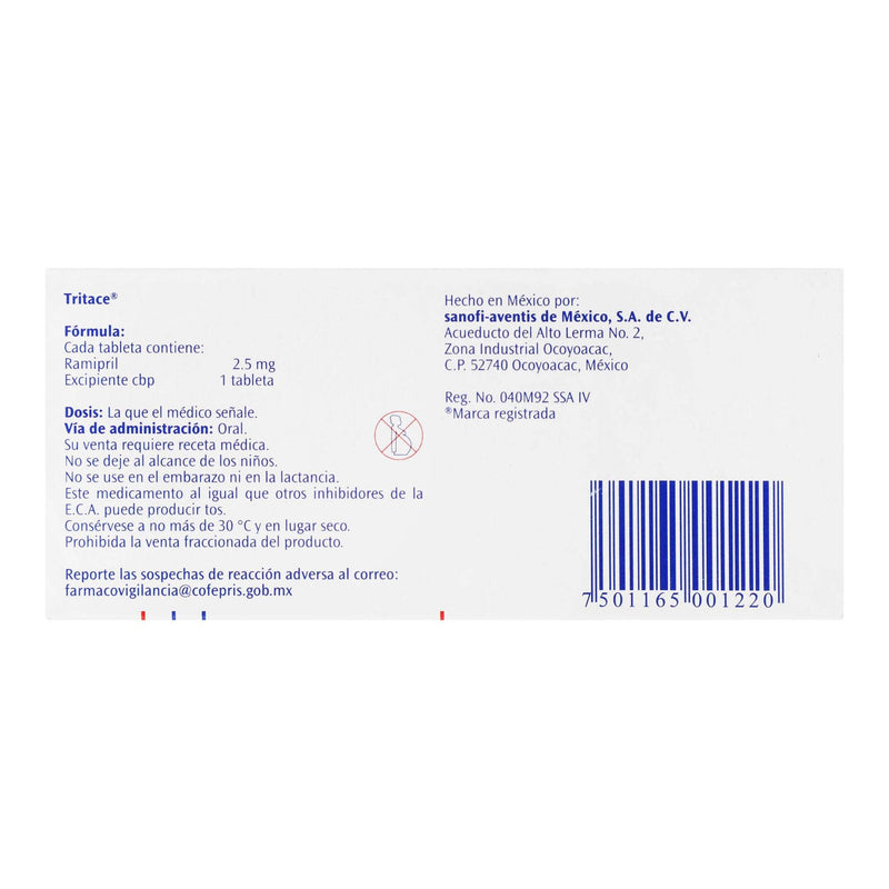 Tritace 2.5 Mg Con 16 Tabletas (Ramipril) - WeCare Pharma
