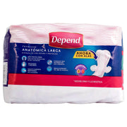 Toallas Depend Femenine Larga Con 10 - WeCare Pharma
