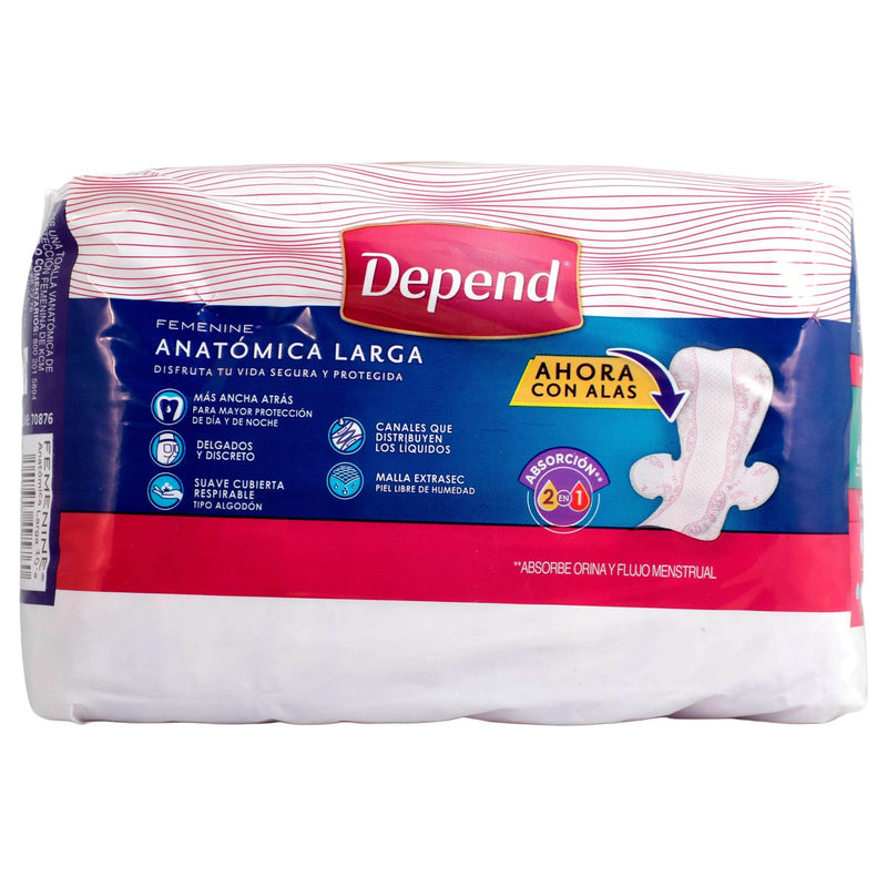Toallas Depend Femenine Larga Con 10 - WeCare Pharma