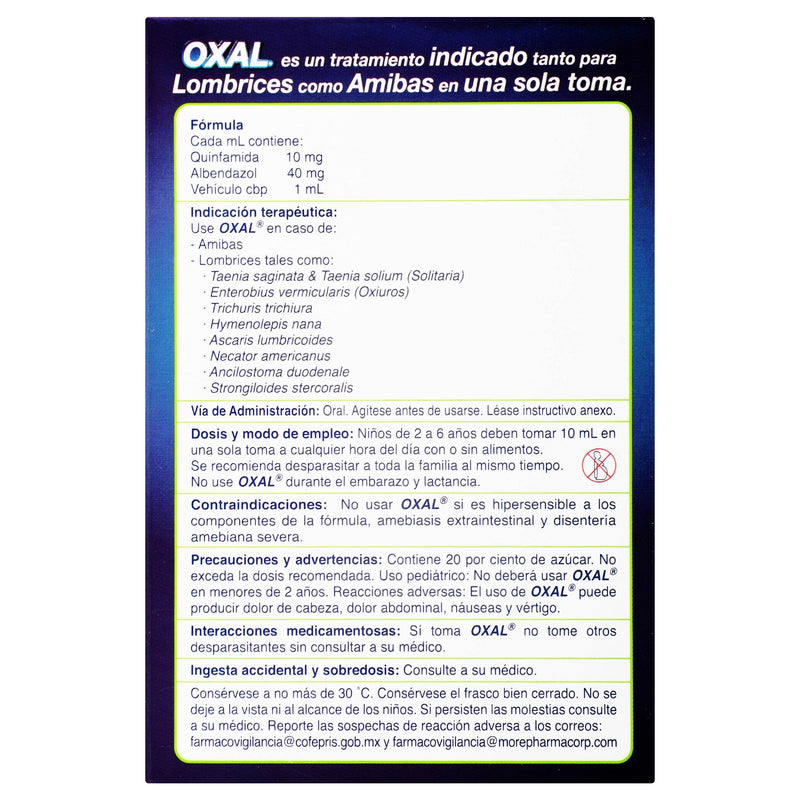 Oxal Inf Suspensión 400Mg/100Ml 10Ml (Quinfamida/Albendazol) - WeCare Pharma