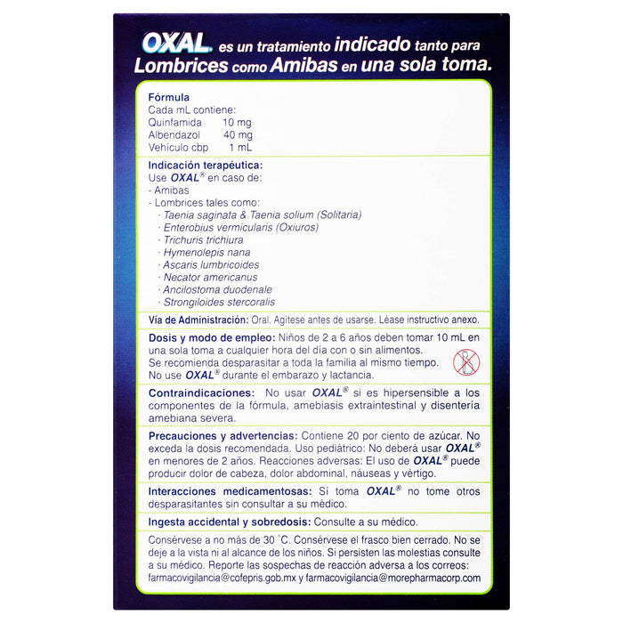 Oxal Inf Suspensión 400Mg/100Ml 10Ml (Quinfamida/Albendazol) - WeCare Pharma