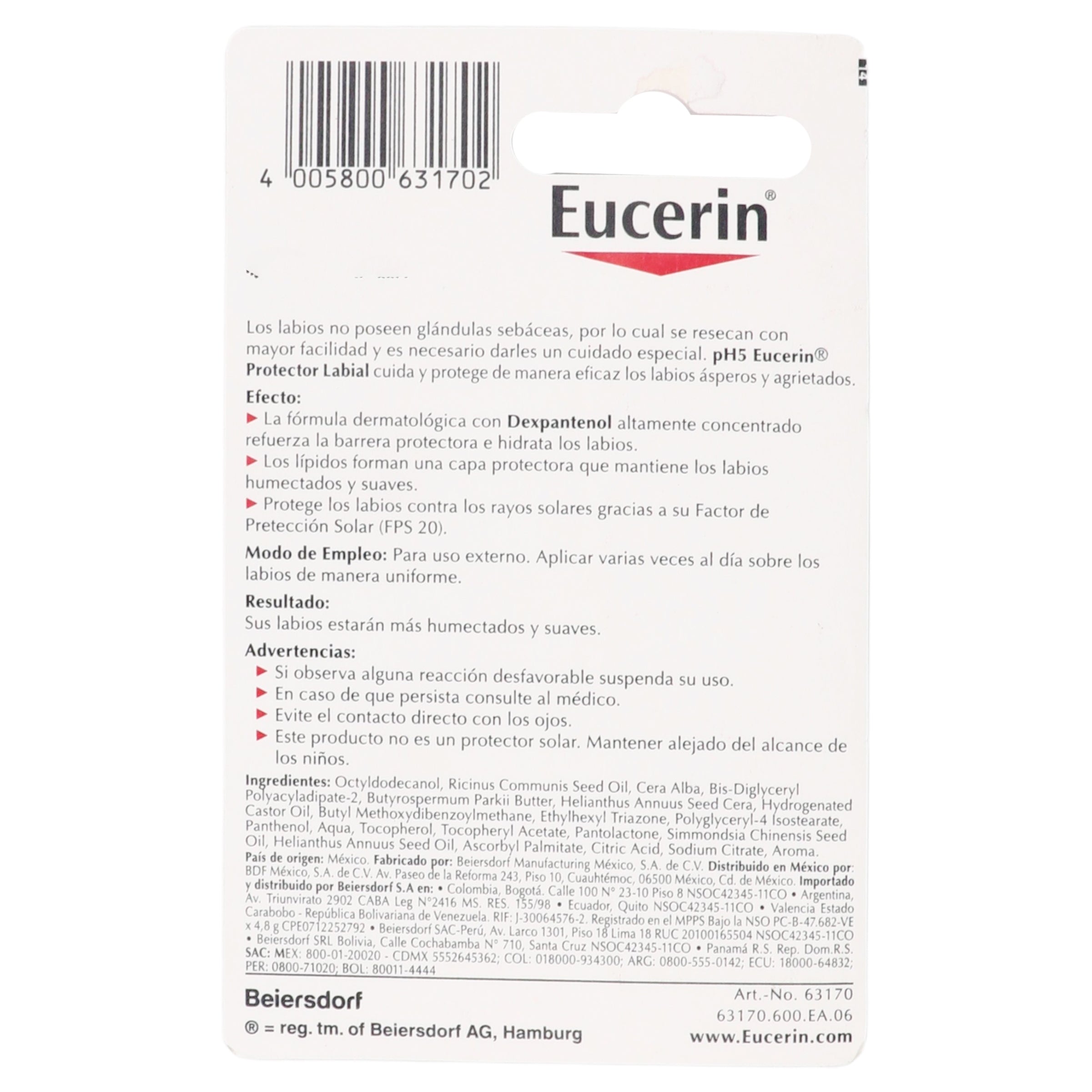 Eucerin Pomada Labial Ph5 Fps20+4.8G 2 - 4005800631702