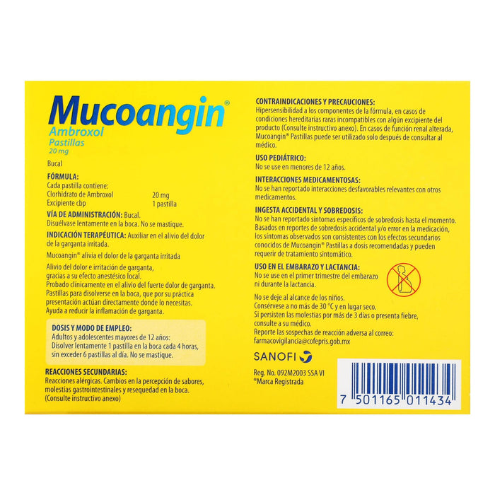 Mucoangin Pastilla 20Mg Con 18 (Ambroxol) - WeCare Pharma