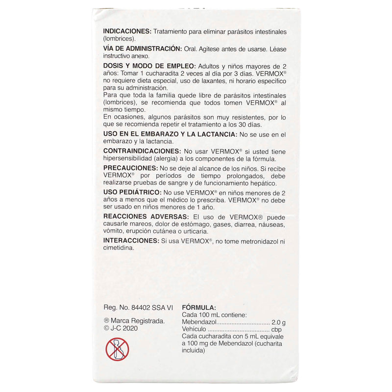 Vermox Suspensión Suspensión 20Mg/Ml 30Ml (Mebendazol) - WeCare Pharma