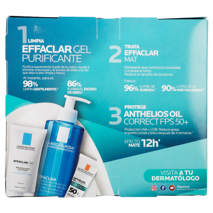 La Roche-P Effaclar Mat 40Ml+Effaclar Gel 50Ml+Toque Seco Fps50 Con Color 7 - 7509552880847