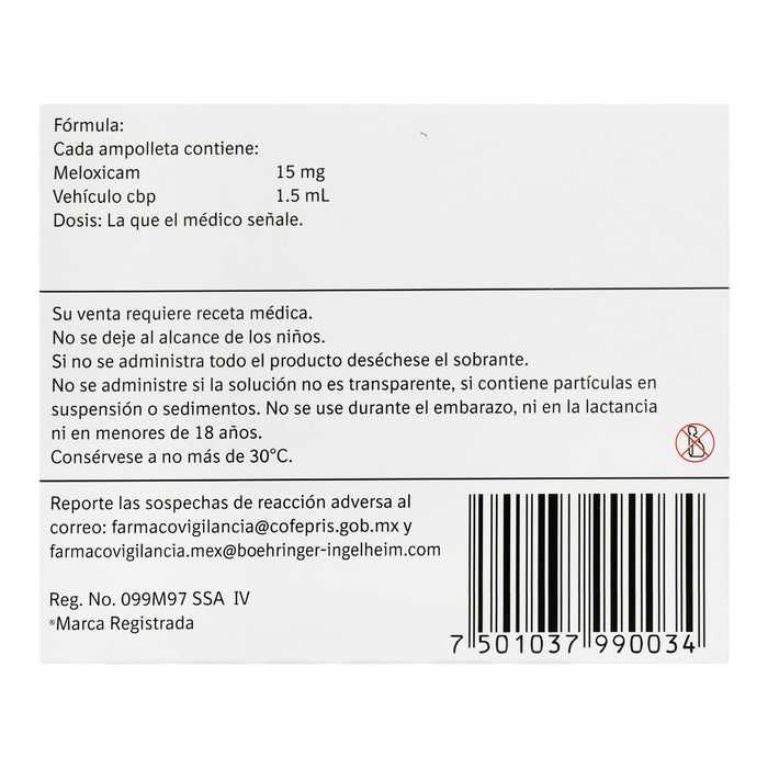 Mobicox 15Mg/1.5Ml Con 3 Ampulas (Meloxicam) 5 - 7501037990034