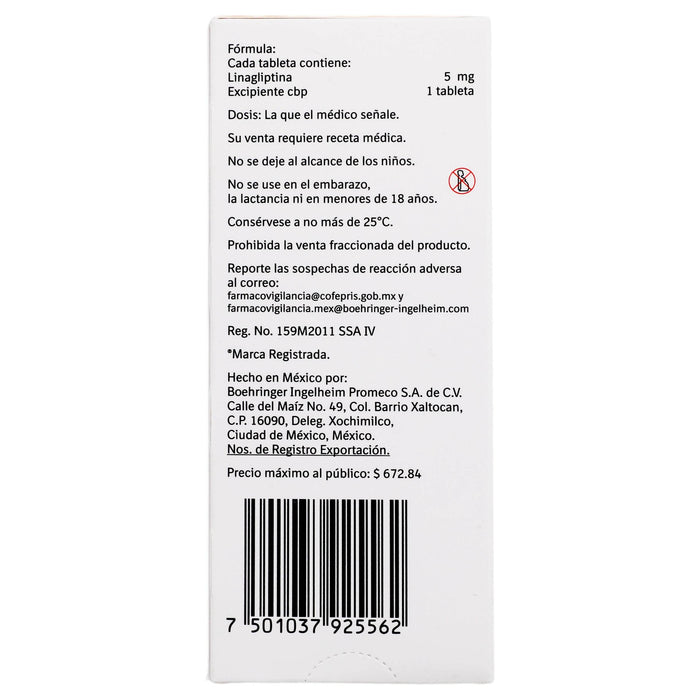 Trayenta 5Mg Con 10 Tabletas (Linagliptina) - WeCare Pharma