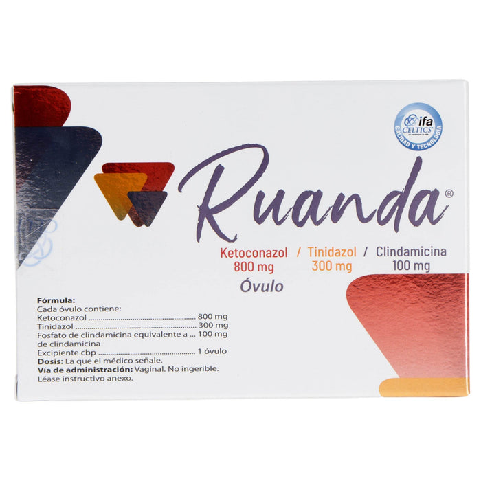 Ruanda (Ketoconazol/Tinidazol/Clindamicina) Ovulo 800/300/100Mg Con 3 - WeCare Pharma
