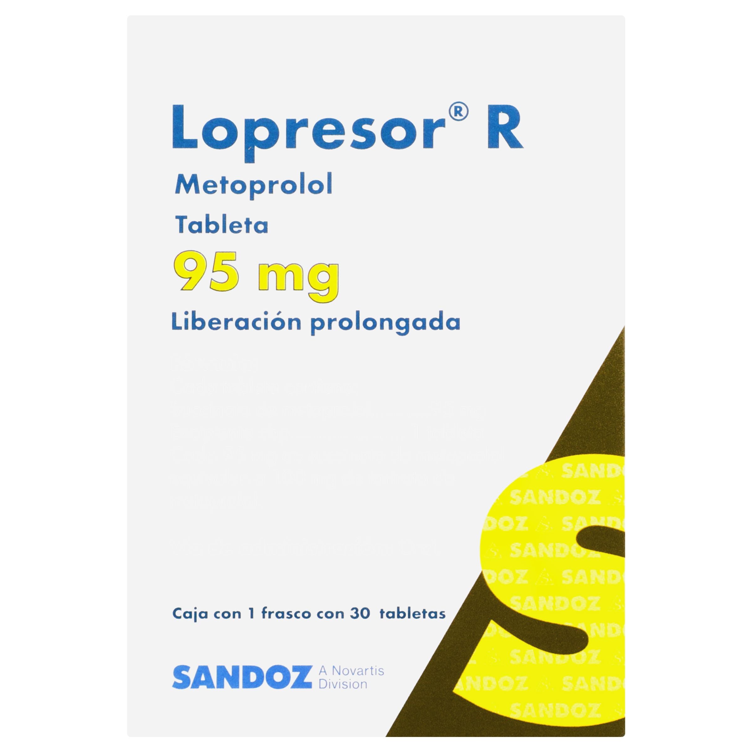 Lopresor R 95Mg Con 30 Tabletas (Metoprolol) 5 - 7502216935228