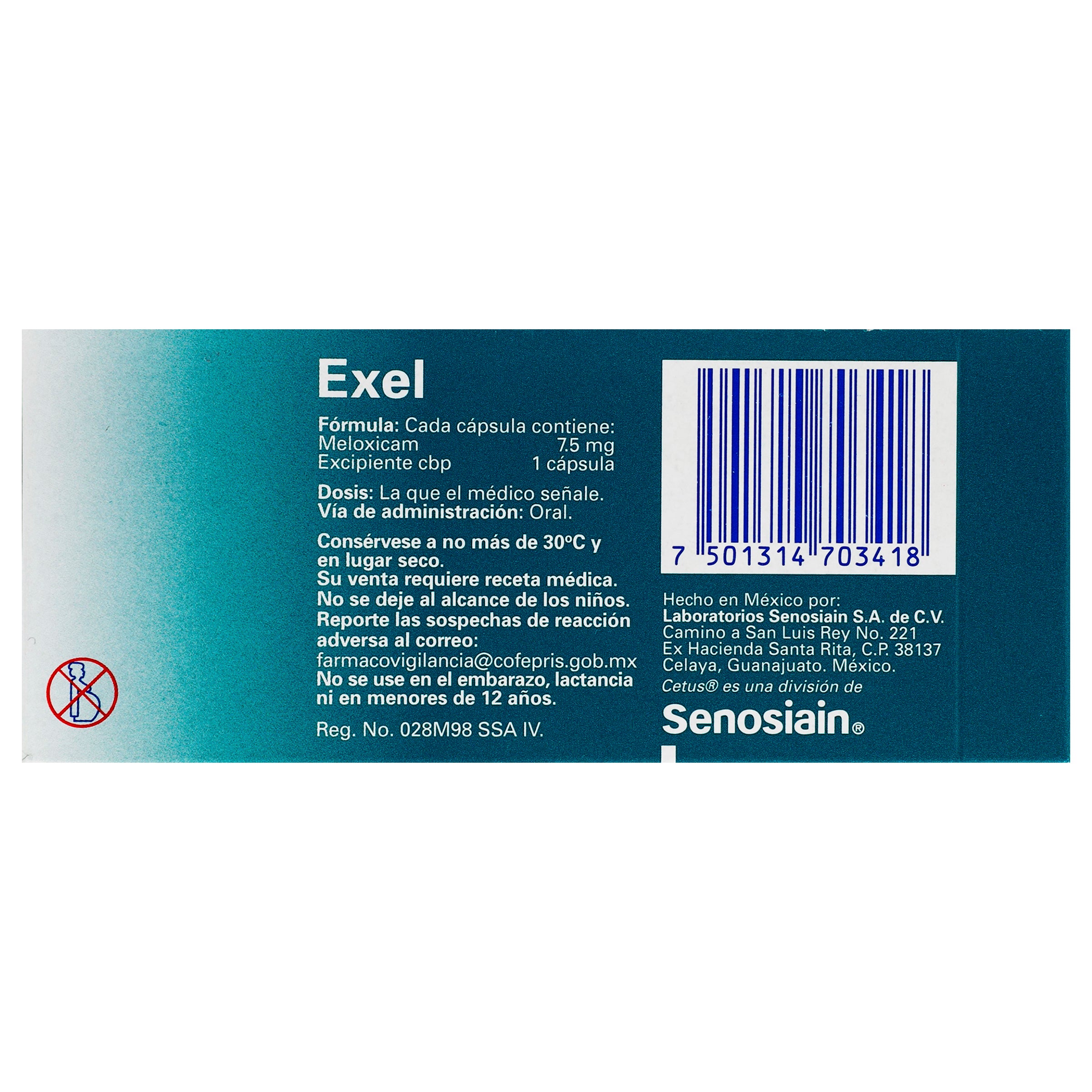 Exel 7.5Mg Con 20 Capsulas (Meloxicam) 6 - 7501314703418