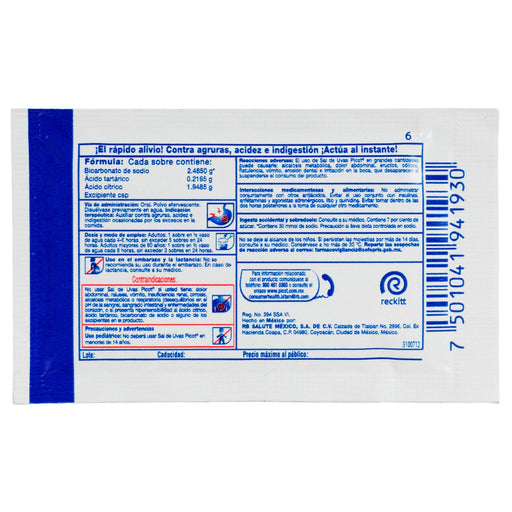 Sal De Uvas Picot (Bicarbonato/Ac Tartarico/Ac Citrico) Sobres Con 1 - WeCare Pharma