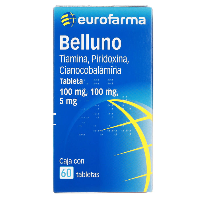 Belluno 100Mg/100Mg/5Mg Con 60 Tabletas (Tiamina/Piridoxina/Cianocobalamina) 7 - 7891317030520