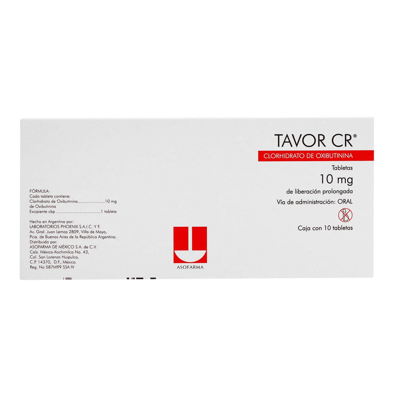 Tavor Cr 10Mg Con 10 Tabletas (Oxibutinina) - WeCare Pharma