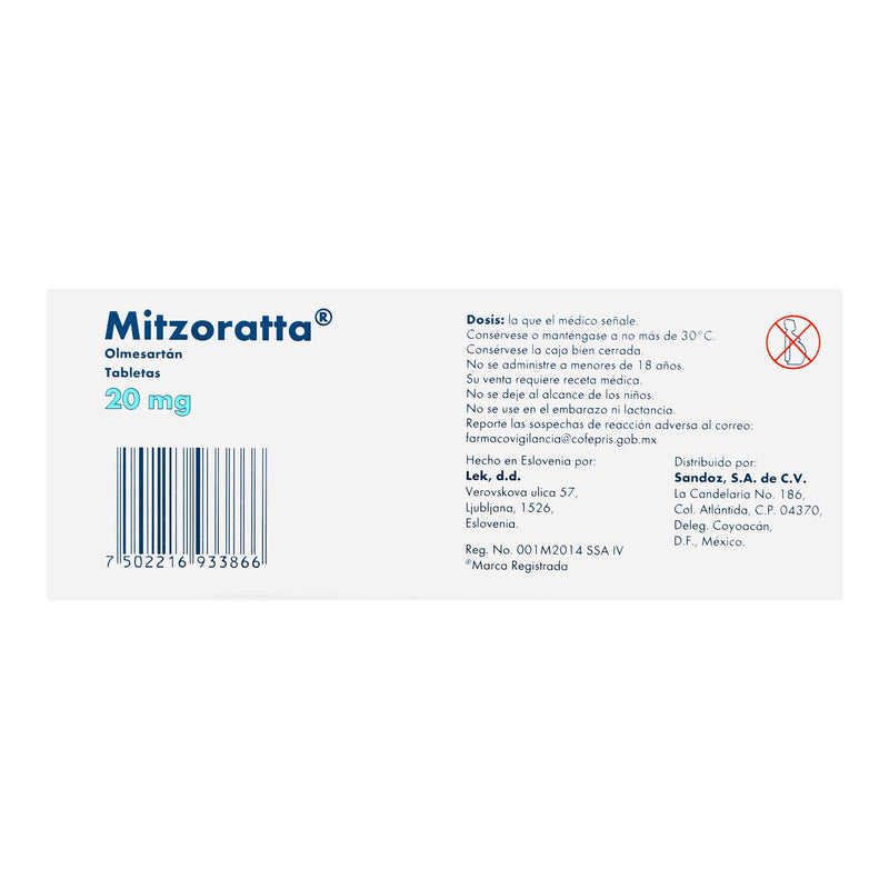 Mitzoratta 20Mg Con 14 Tabletas (Olmesartan) - WeCare Pharma