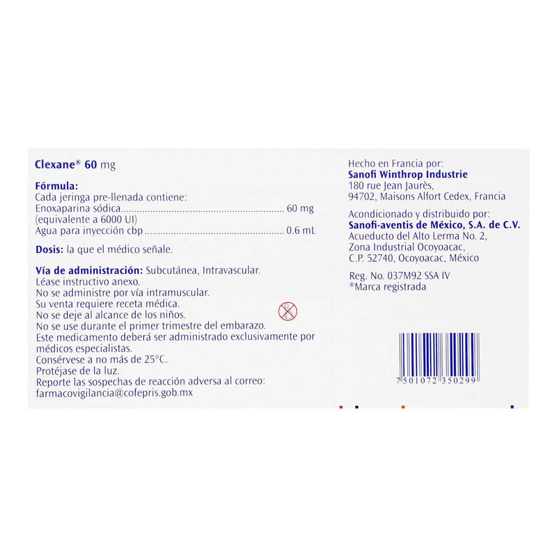 Clexane Jeringa 60Mg Con 2 (Enoxaparina) - WeCare Pharma