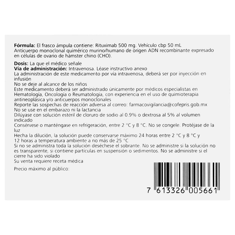 Mabthera Frasco 500Mg/50Ml Con 1 Ampulas (Rituximab) - WeCare Pharma