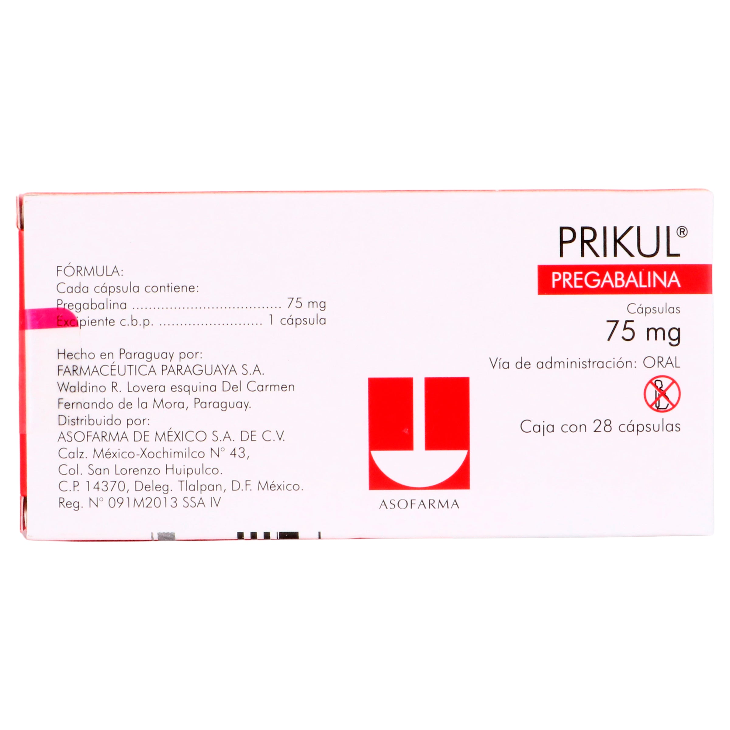 Prikul 75Mg Con 28 Capsulas (Pregabalina) 7 - 7841141003726