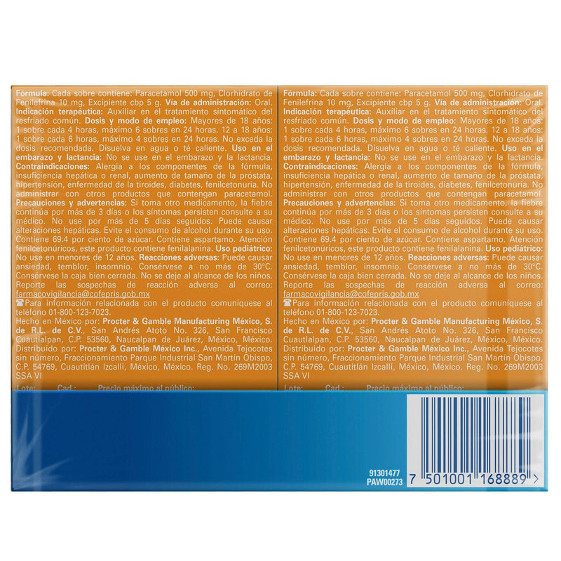 Vick Pyrena Sobres 500Mg/10Mg 5G Con 10 (Paracetamol/Fenilefrina) - WeCare Pharma