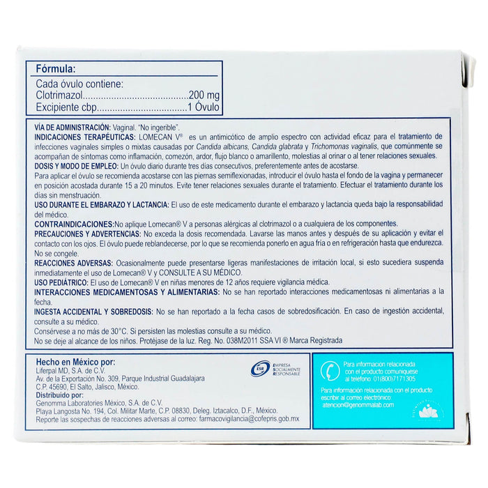 Lomecan Ovulos 200Mg Con 3 (Clotrimazol) - WeCare Pharma