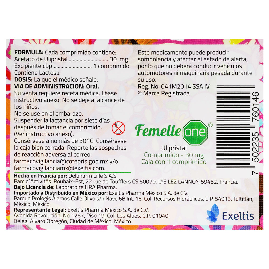 Femelle One 30Mg Con 1 Comprimidos (Ulipristal) 6 - 7502235760146