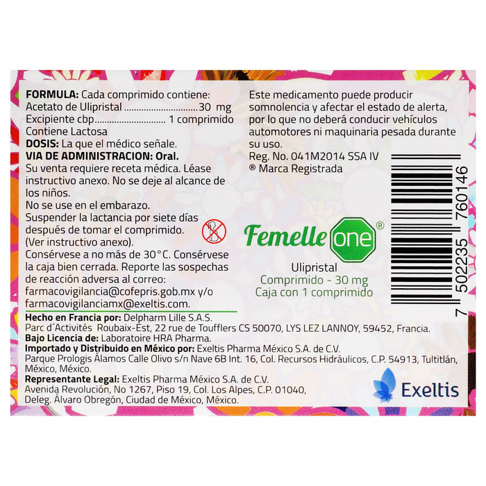 Femelle One 30Mg Con 1 Comprimidos (Ulipristal) - WeCare Pharma