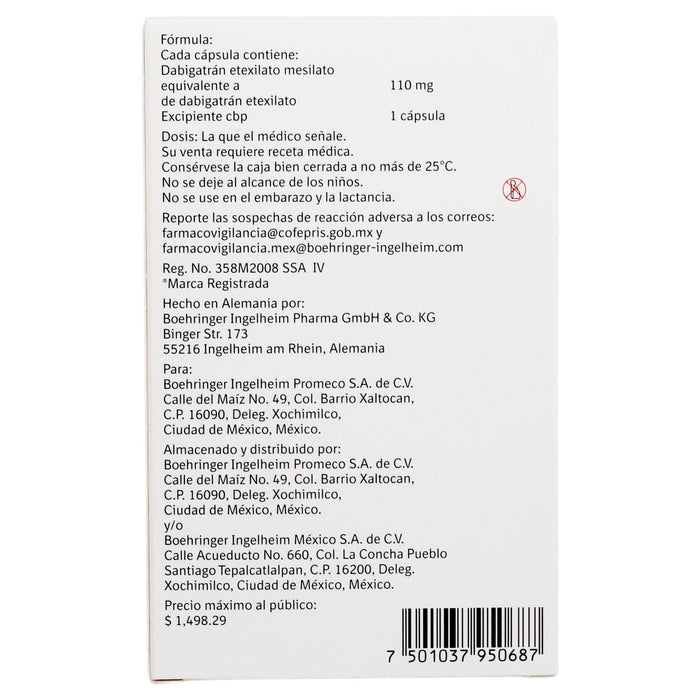 Pradaxar 110Mg Con 30 Capsulas (Dabigatran) - WeCare Pharma