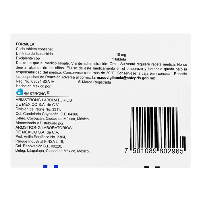 Isorbid 10Mg Con 40 Tabletas (Dinitrato De Isosorbida) - WeCare Pharma
