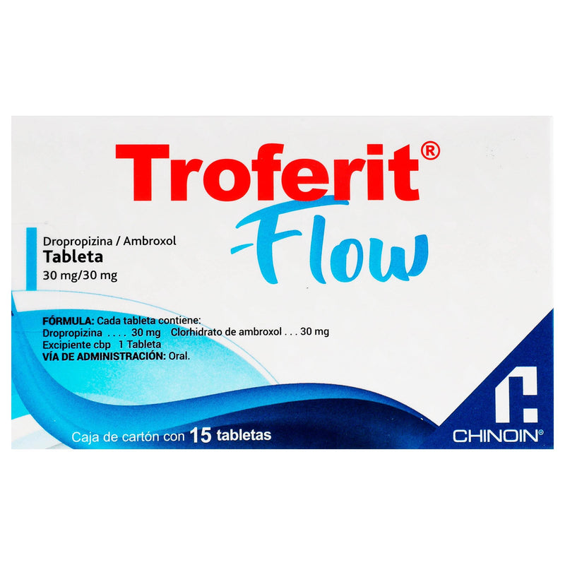 Troferit Flow 30Mg/30Mg Con 15 Tabletas (Dropropizina/Ambroxol) - WeCare Pharma