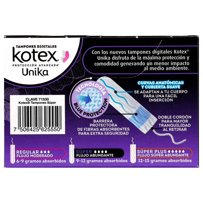 Tampones Kotex Unika Super Flujo Abundante Con 12 - WeCare Pharma