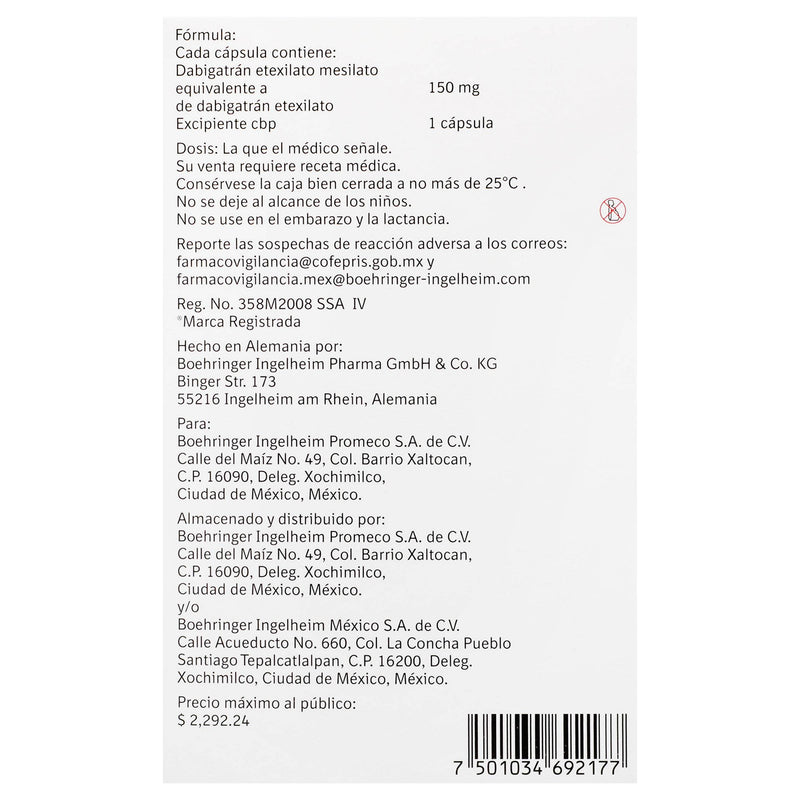 Pradaxar 150Mg Con 60 Capsulas (Dabigatran) - WeCare Pharma
