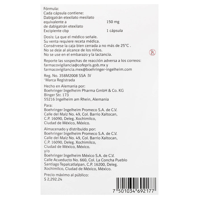 Pradaxar 150Mg Con 60 Capsulas (Dabigatran) - WeCare Pharma