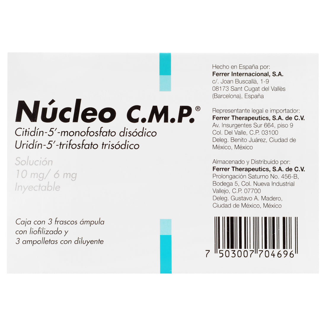 Nucleo C.M.P 10Mg/6Mg Con 3 Ampulas (Citidin 5/Uridin 5) 7 - 7503007704696