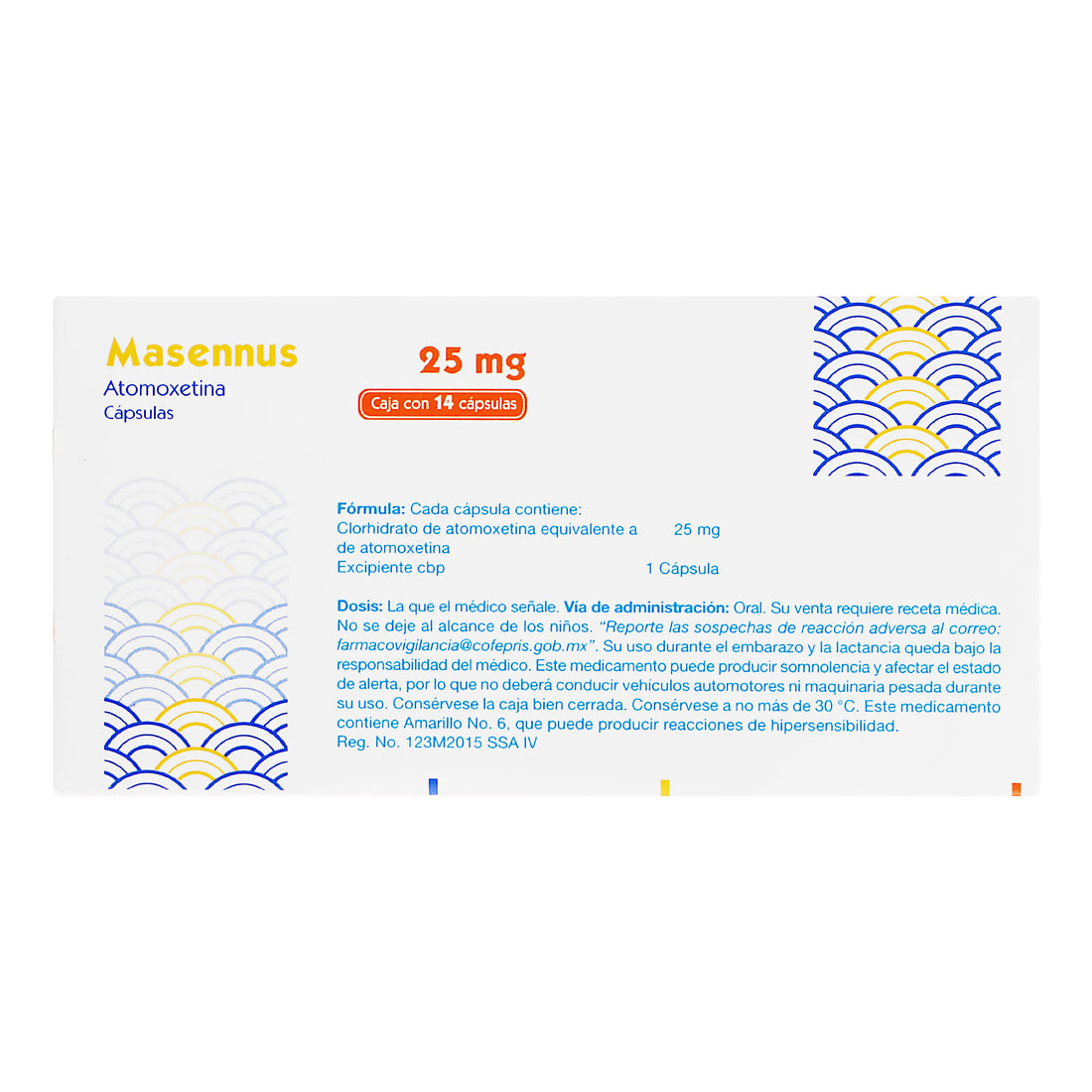 Masennus 25Mg Con 14 Capsulas (Atomoxetina) 5 - 7501384545338