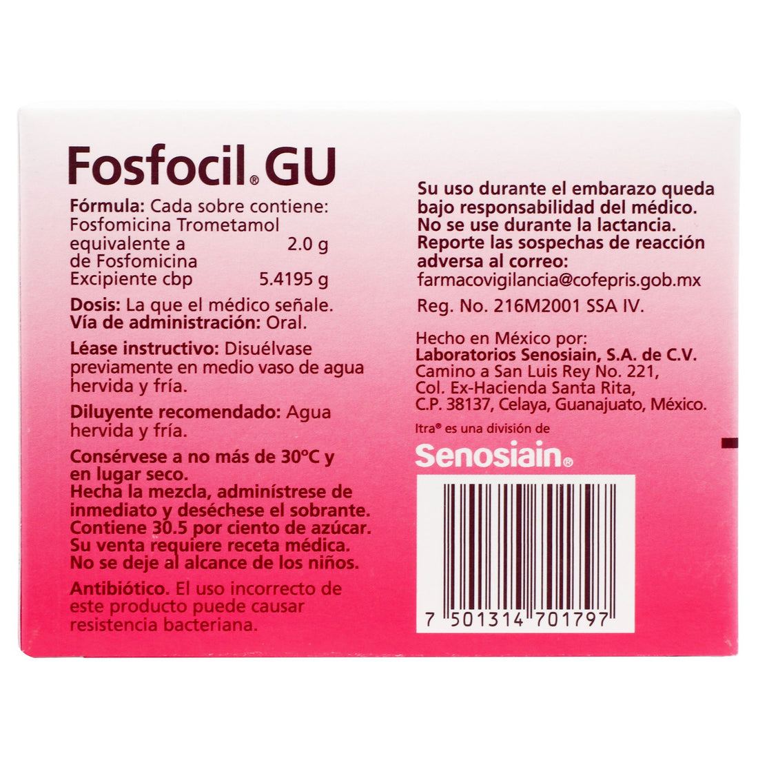 Fosfocil Gu Sobre Granulado 2G (Fosfomicina) 7 - 7501314701797